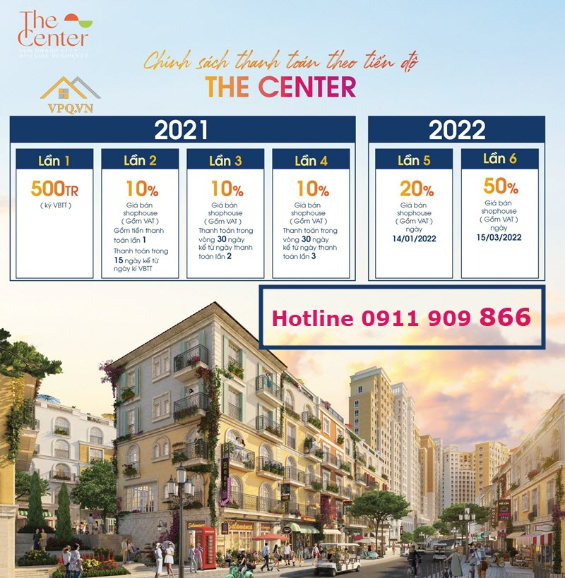 Chính sách bán hàng Shophouse The Center tháng 8/2021